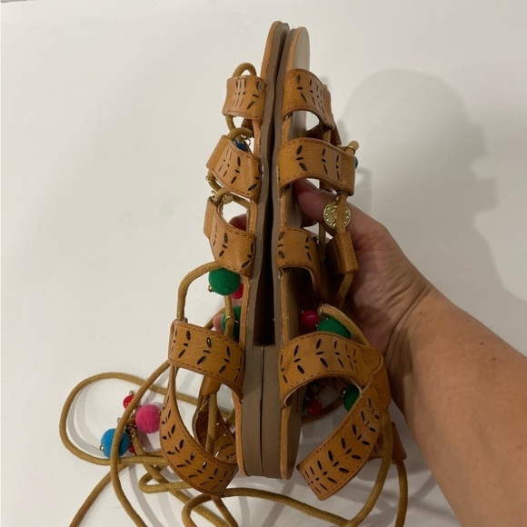 Mark. Size 8 Boho Faux Leather Gladiator Sandals with Colorful Beaded Tassels - Picture 9 of 11